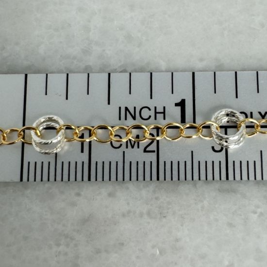 Wholesale 1/20 14K Gold Filled and Sterling Silver Two-Toned Bulk Chain - Double Sparkle Circle Chain (Sold Per Foot)