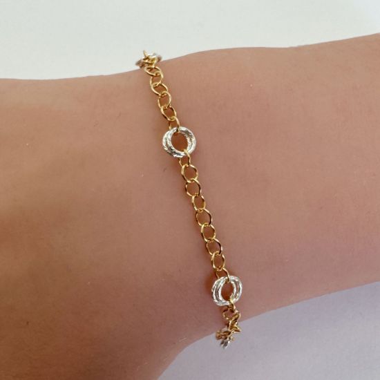 Wholesale 1/20 14K Gold Filled and Sterling Silver Two-Toned Bulk Chain - Double Sparkle Circle Chain (Sold Per Foot)
