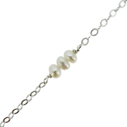 925 sterling silver freshwater pearl triple satellite chain wholesale bulk chain by the foot