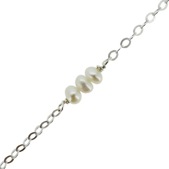 925 sterling silver freshwater pearl triple satellite chain wholesale bulk chain by the foot