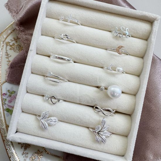 Wholesale 925 Sterling Silver Ring Add-On Kit - 12 Rings & Velvet Display Box