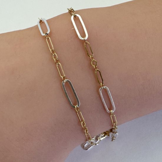 Wholesale 1/20 14K Gold Filled and Sterling Silver Two-Toned Bulk Chain - Long and Short Paperclip Chain (Sold Per Foot)