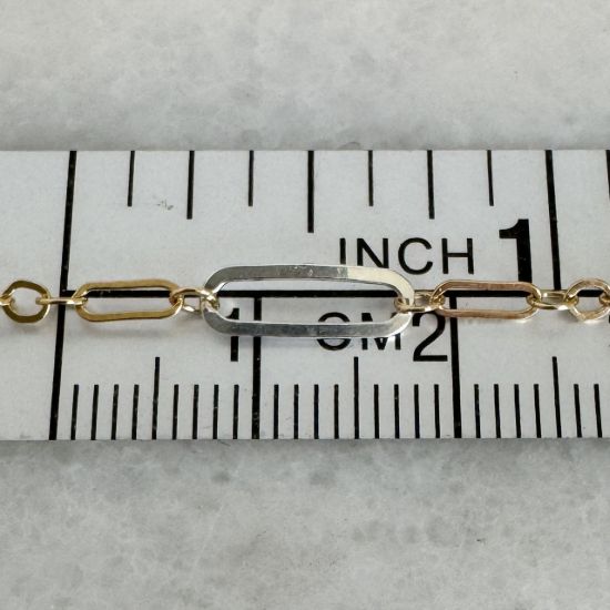 Wholesale 1/20 14K Gold Filled and Sterling Silver Two-Toned Bulk Chain - Long and Short Paperclip Chain (Sold Per Foot)