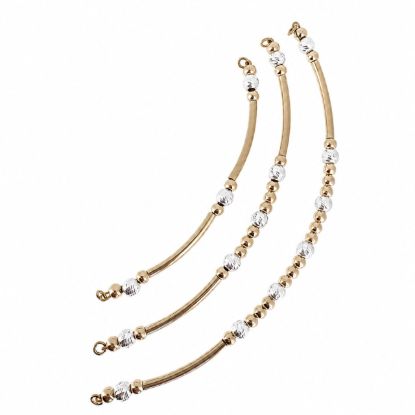Wholesale 1/20 14K Gold Filled Smooth Tube and Sterling Silver Sparkle Beads Two Toned Bangle Charm Connector