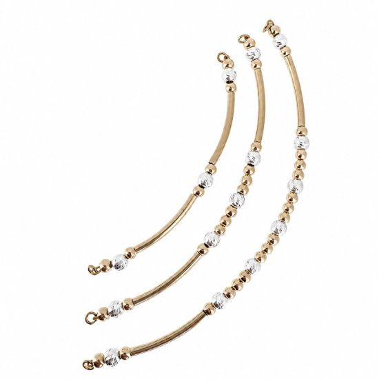 Wholesale 1/20 14K Gold Filled Smooth Tube and Sterling Silver Sparkle Beads Two Toned Bangle Charm Connector