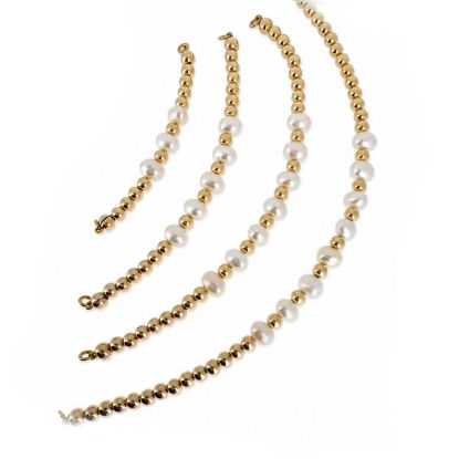 Wholesale 1/20 14K Gold Filled Beads and Freshwater Off-Round  Pearl Bangle Charm Connector