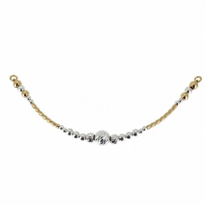 Wholesale 1/20 14K Gold Filled Sparkle Tube and Sterling Silver Beads Two Toned Bangle Charm Connector-3.75"