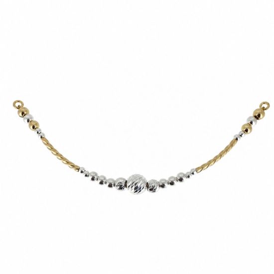 Wholesale 1/20 14K Gold Filled Sparkle Tube and Sterling Silver Beads Two Toned Bangle Charm Connector-3.75"