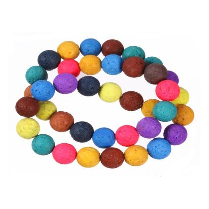 Wholesale Natural Volcano Mix Color Lava Round Bead - Round Shape (dyed )- (Sold Per 15" Strand)