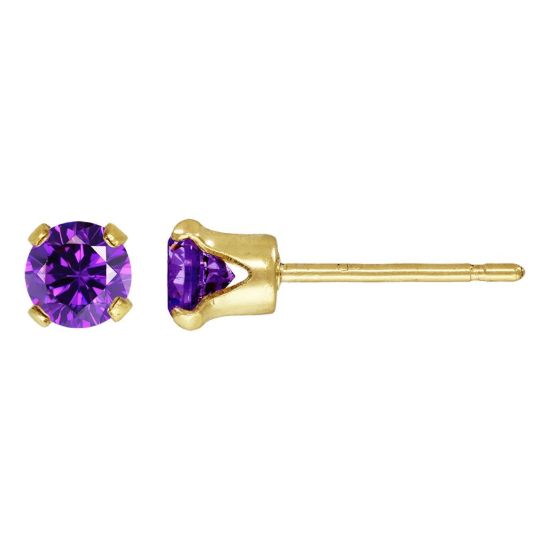 wholesale 1/20 14k gold filled birthstone stud earrings - amethyst feberuary