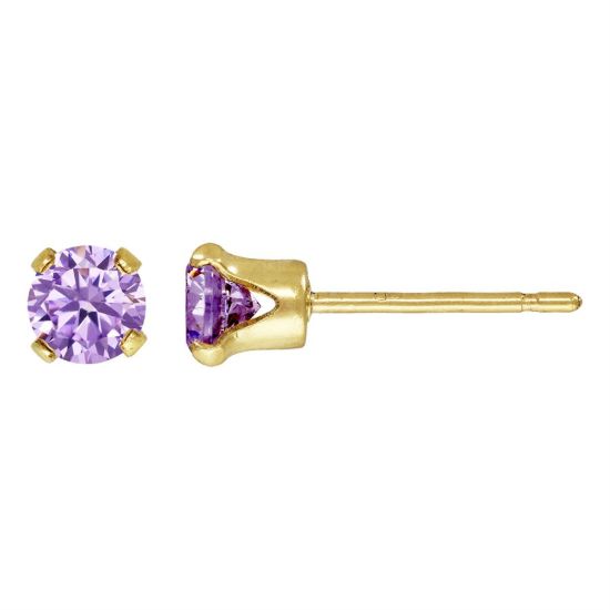 wholesale 1/20 14k gold filled birthstone stud earrings - light amethyst june