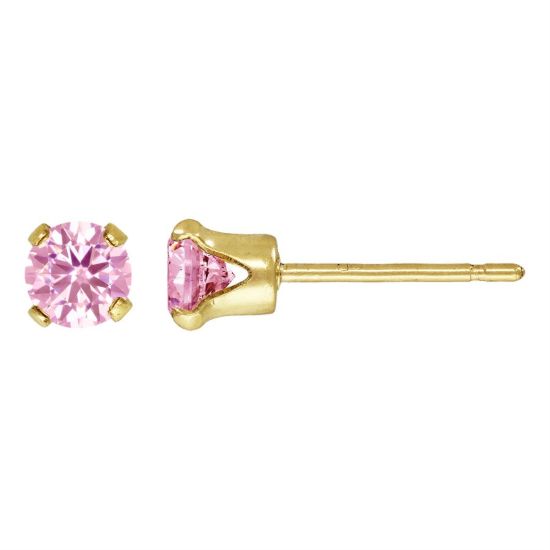 wholesale 1/20 14k gold filled birthstone stud earrings - pink october