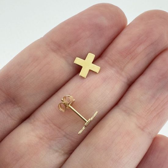 Wholesale 1/20 14K Gold Filled X Stud Earrings w/ Butterfly Backs (Sold Per Pair)