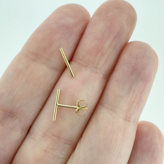 Wholesale 1/20 14K Gold Filled 10mm Bar Stud Earrings w/ Butterfly Backs (Sold Per Pair)