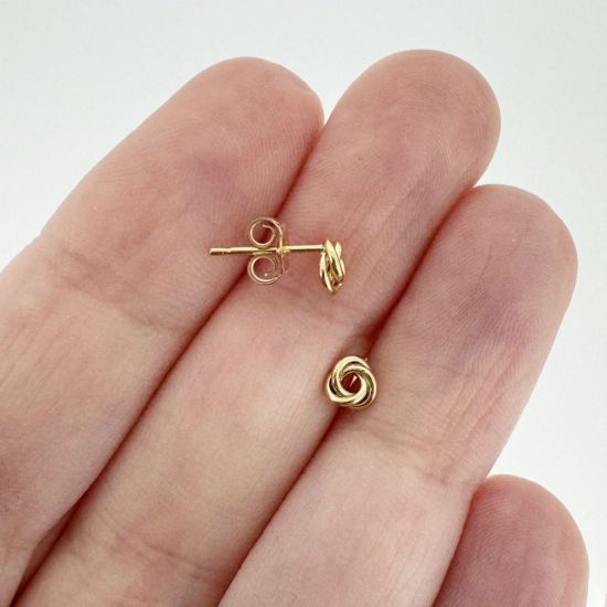 Wholesale 1/20 14K Gold Filled 5mm Love Knot Stud Earring w/ Butterfly Backs (Sold Per Pair)