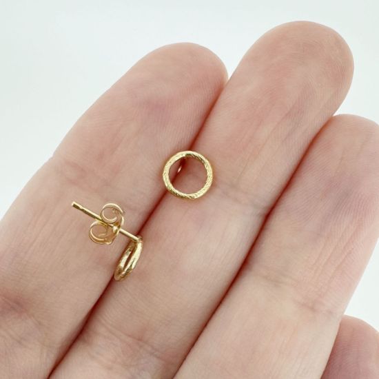 Wholesale 1/20 14K Gold Filled 7mm Sparkle Circle Stud Earring w/ Butterfly Backs (Sold Per Pair)