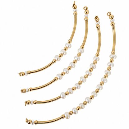 Wholesale 1/20 14K Gold Filled Tube and Freshwater Off-Round Shape Pearls Bangle Charm Connector