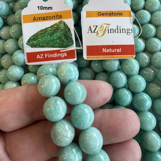 Wholesale Natural Gemstone Beads - 100% Genuine Russian Amazonite Gemstone Bead - Smooth Round Shape - (Sold Per 15" Strand)