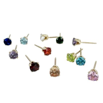 Wholesale 1/20 14K Gold Filled 4mm Birthstone Stud Earrings w/ Butterfly Backs (Sold Per Pair)