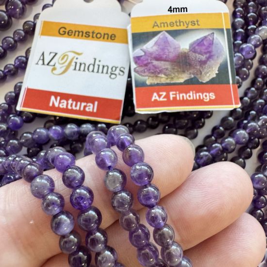 Wholesale Natural Gemstone Beads - 100% Genuine Amethyst Gemstone Bead - Smooth Round Shape - (Sold Per 15" Strand)