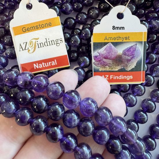 Wholesale Natural Gemstone Beads - 100% Genuine Amethyst Gemstone Bead - Smooth Round Shape - (Sold Per 15" Strand)