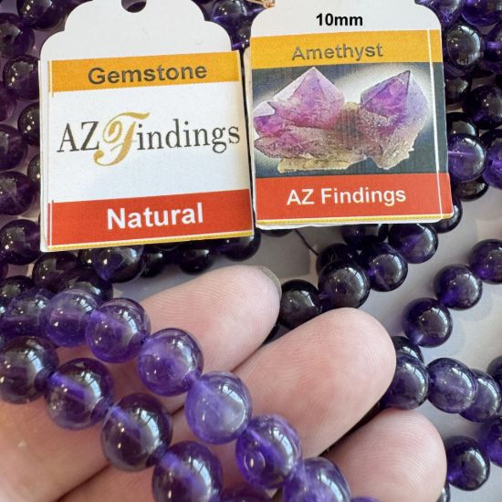 Wholesale Natural Gemstone Beads - 100% Genuine Amethyst Gemstone Bead - Smooth Round Shape - (Sold Per 15" Strand)