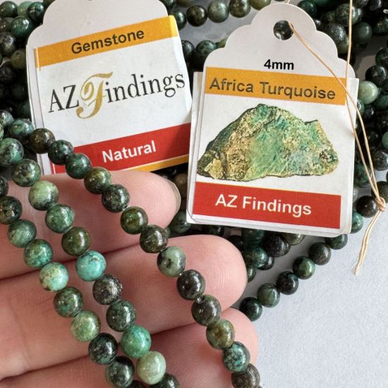 Wholesale Natural Gemstone Beads - 100% Genuine Africa Turquoise Bead - Smooth Round Shape - (Sold Per 15" Strand)