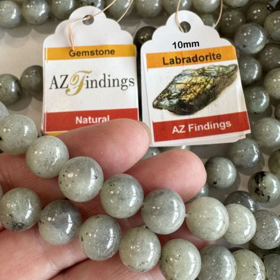 Wholesale Natural Gemstone Beads - 100% Genuine Grey Labradorite Bead - Smooth Round Shape - (Sold Per 15" Strand)