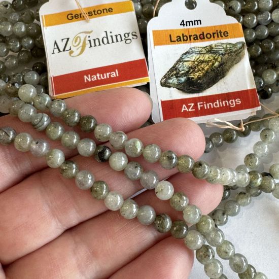 Wholesale Natural Gemstone Beads - 100% Genuine Grey Labradorite Bead - Smooth Round Shape - (Sold Per 15" Strand)
