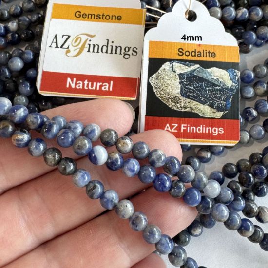 Wholesale Natural Gemstone Beads - 100% Genuine Sodalite Gemstone Bead - Smooth Round Shape - (Sold Per 15" Strand)