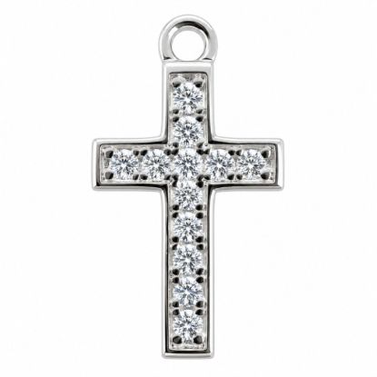 Wholesale 925 Sterling Silver Classic Small Cross Charm with CZ Stones- 13mm (sold per piece)