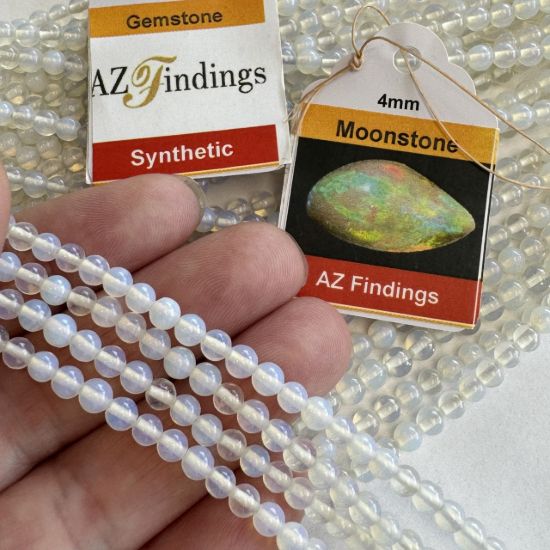 Wholesale Synthetic Gemstone Beads - Moonstone Opalite Gemstone Bead - Smooth Round Shape - (Sold Per 15" Strand)