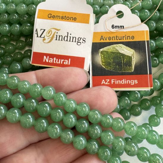 Wholesale Natural Gemstone Beads - 100% Genuine Green Aventurine Gemstone Bead - Smooth Round Shape - (Sold Per 15" Strand)