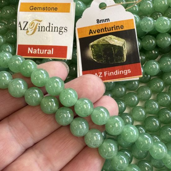 Wholesale Natural Gemstone Beads - 100% Genuine Green Aventurine Gemstone Bead - Smooth Round Shape - (Sold Per 15" Strand)