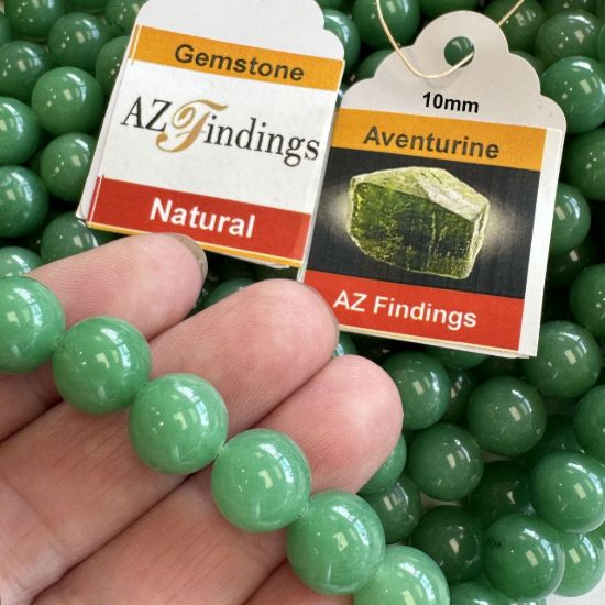 Wholesale Natural Gemstone Beads - 100% Genuine Green Aventurine Gemstone Bead - Smooth Round Shape - (Sold Per 15" Strand)