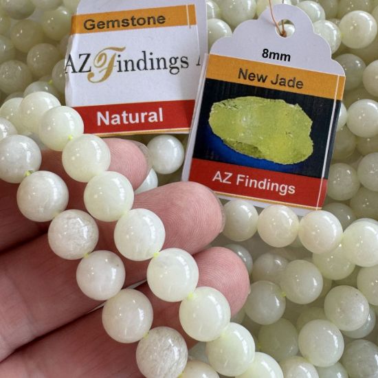 Wholesale Natural Gemstone Beads - 100% Genuine New Jade Gemstone Bead - Smooth Round Shape - (Sold Per 15" Strand) -