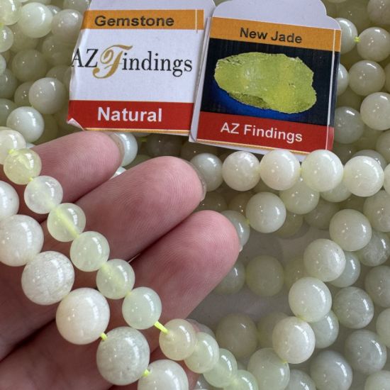 Wholesale Natural Gemstone Beads - 100% Genuine New Jade Gemstone Bead - Smooth Round Shape - (Sold Per 15" Strand) -
