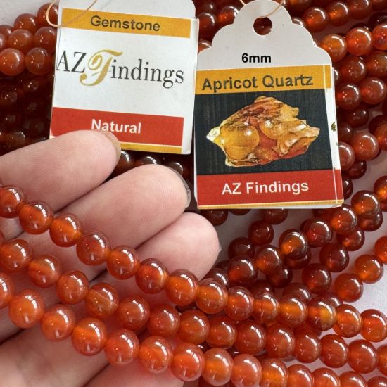 Wholesale Natural Gemstone Beads - 100% Genuine Apricot Quartz Gemstone Bead - Stmooh Round Shape - (Sold Per 15" Strand)