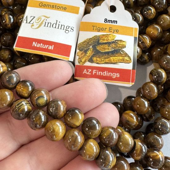 Wholesale Natural Gemstone Beads - 100% Genuine Tiger Eye Gemstone Bead - Stmooh Round Shape - (Sold Per 15" Strand)
