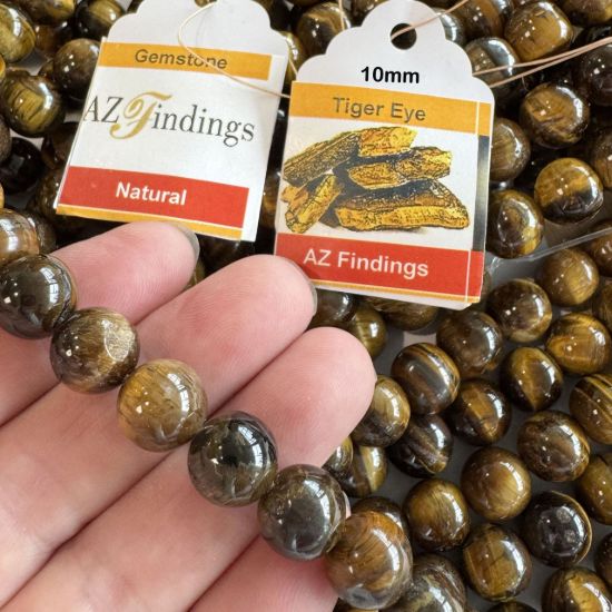 Wholesale Natural Gemstone Beads - 100% Genuine Tiger Eye Gemstone Bead - Stmooh Round Shape - (Sold Per 15" Strand)