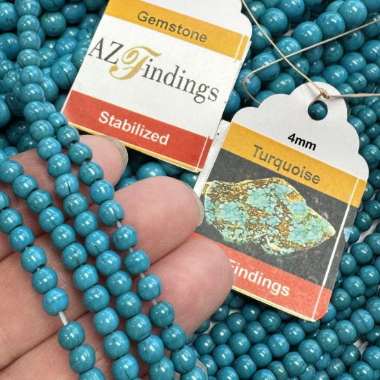 Wholesale Natural Tibetan Turquoise (stabilized) Gemstone Bead - Stmooh Round Shape - (Sold Per 15" Strand)