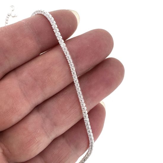 Wholesale Sterling Silver Bulk Chain - 1.5mm CZ Stone Tennis  Chain(Sold per foot)
