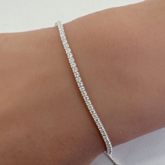 Wholesale Sterling Silver Bulk Chain - 1.5mm CZ Stone Tennis  Chain(Sold per foot)