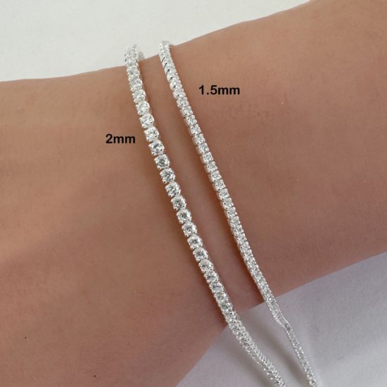 Wholesale Sterling Silver Bulk Chain - 2mm CZ Stone Tennis  Chain(Sold per foot)
