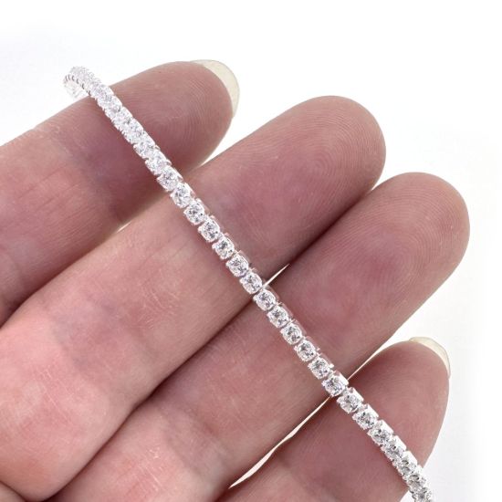 Wholesale Sterling Silver Bulk Chain - 2mm CZ Stone Tennis  Chain(Sold per foot)