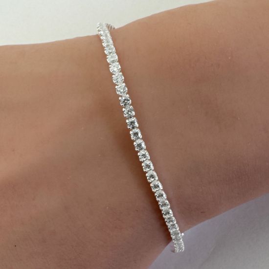 Wholesale Sterling Silver Bulk Chain - 2mm CZ Stone Tennis  Chain(Sold per foot)