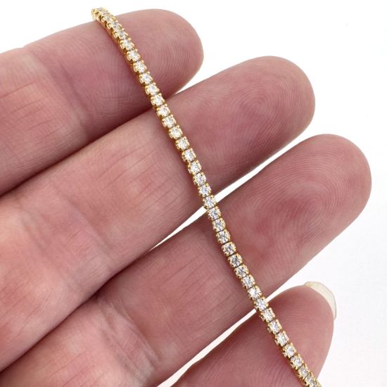 Wholesale Gold over Sterling Silver Bulk Chain - 1.5mm CZ Stone Tennis  Chain(Sold per foot)