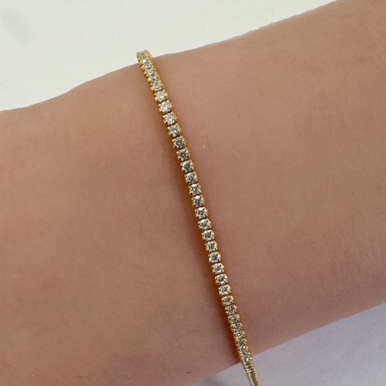 Wholesale Gold over Sterling Silver Bulk Chain - 1.5mm CZ Stone Tennis  Chain(Sold per foot)