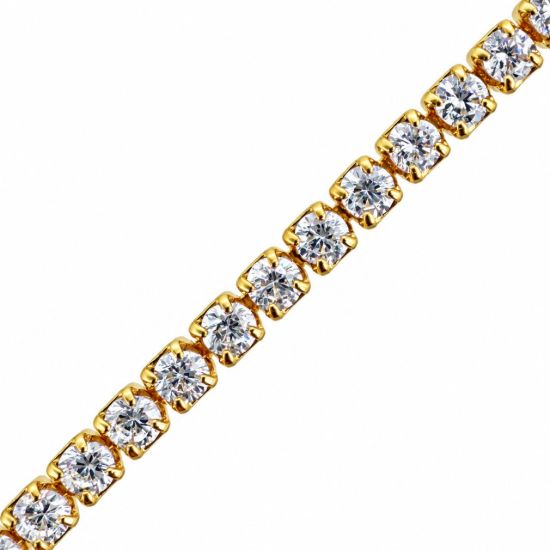 Wholesale Gold over Sterling Silver Bulk Chain - 2mm CZ Stone Tennis  Chain(Sold per foot)