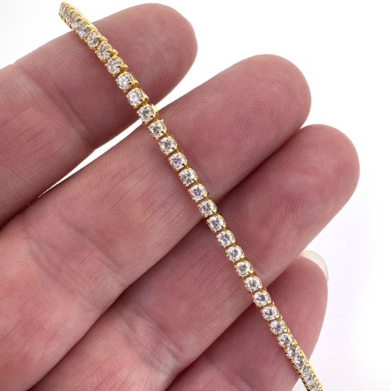 Wholesale Gold over Sterling Silver Bulk Chain - 2mm CZ Stone Tennis  Chain(Sold per foot)